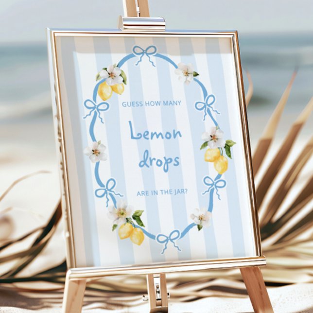 Poster Bows bleu citron méditerranéen Devinez combien (Créateur téléchargé)