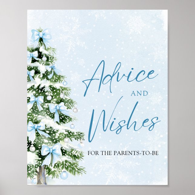 Poster Bows Christmas Tree Baby Shower Advice and Wishes (Devant)