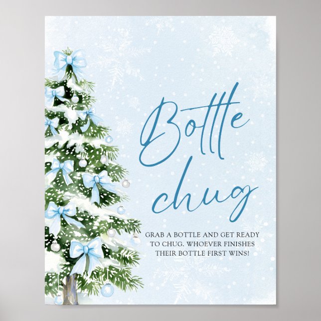 Poster Bows Christmas Tree Baby Shower Bottle Chug Sign (Devant)