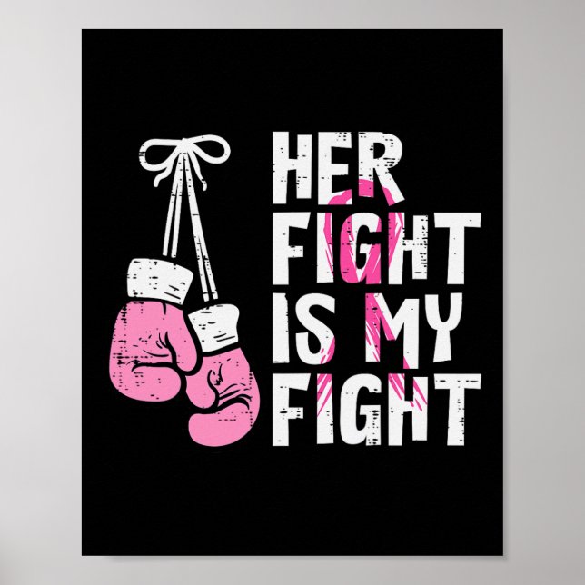 Poster Boxe de cancer du sein Gants Son combat Mon combat (Devant)