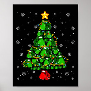Poster Boxe de Noël Sports Amoureux Xmas Lumières Arbre P