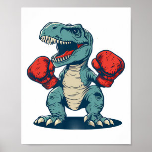 Poster Boxe Dinosaure Boxer Dino Kickboxing T-rex Boxe