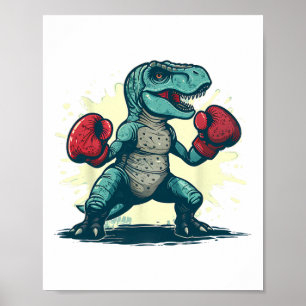 Poster Boxe Dinosaure Boxer T-rex Kickboxing Dino Boxe