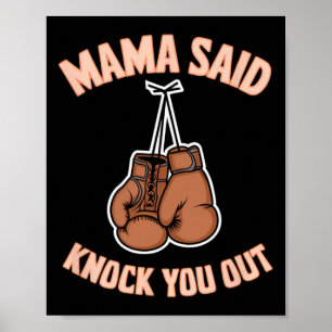 Poster Boxe Kickboxing Mama A Dit Frapper U Out Combighti