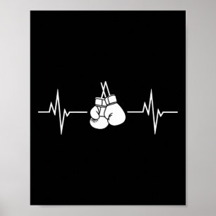 Poster Boxe Ligne De Bouton De Coeur Avec Gants De Suspen