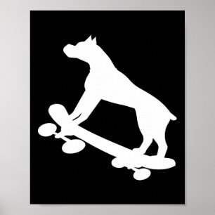 Poster Boxer drôle de skateboard skateboard skateur