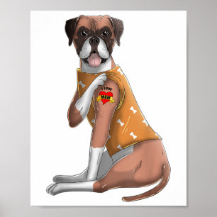 Poster Boxer I Love Maman Tattoo Chien Chemise Drôle Mère