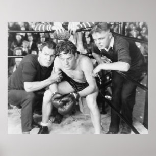 Poster Boxer in corner with trainersboxing, vintage, retr