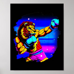 Poster Boxer Lion Cool Drôle Boxer Lion
