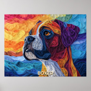 Poster Boxer papier Quilling Art Chien Portrait