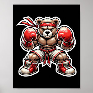 Poster Boxing Bear arts martiaux rue Grizzly Muay Thai