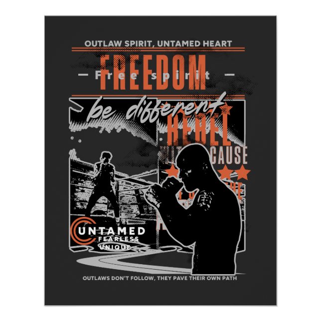 Poster Boxing Motivation Rebel Fighter Gym & Training (Devant)