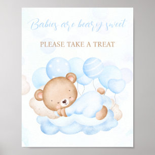 Poster Boy Blue Bear Baby shower Favoriser Signal