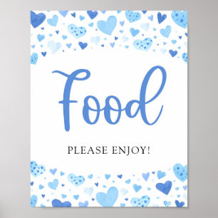 Poster Boy Blue Hearts Valentine Baby shower signe alimen