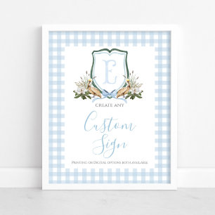 Poster Boy Blue Pelican Baby shower Custom Sign