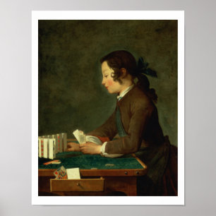 Poster Boy Building a Castle of Cards (huile sur toile)