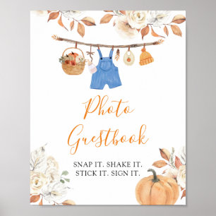 Poster Boy Clothes Citrouille Baby shower photo Livre d'o