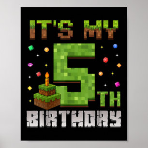 Poster Boy Enfant Anniversaire Fête C'Est Mon 5e Annivers