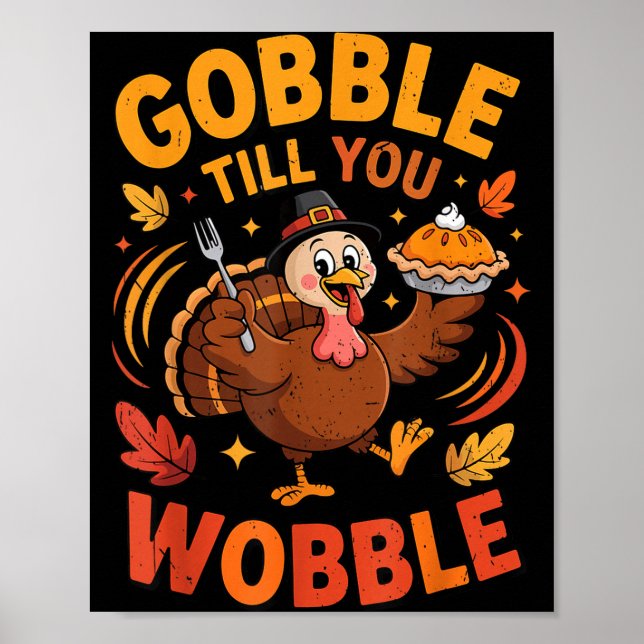 Poster Boy Toddler Gobble Till You Wobble Turkey Funny Th (Devant)