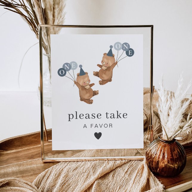 Poster Boy Twins - Bears Casquettes de fête - Symbole de  (Boy Twins - Bears Party Hats - Please Take A Favor Sign)