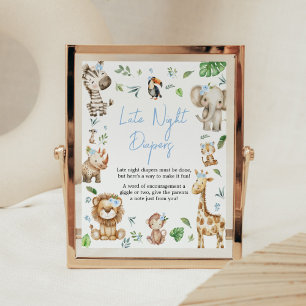 Poster Boy Wild One Safari Baby shower Late Night Diapés
