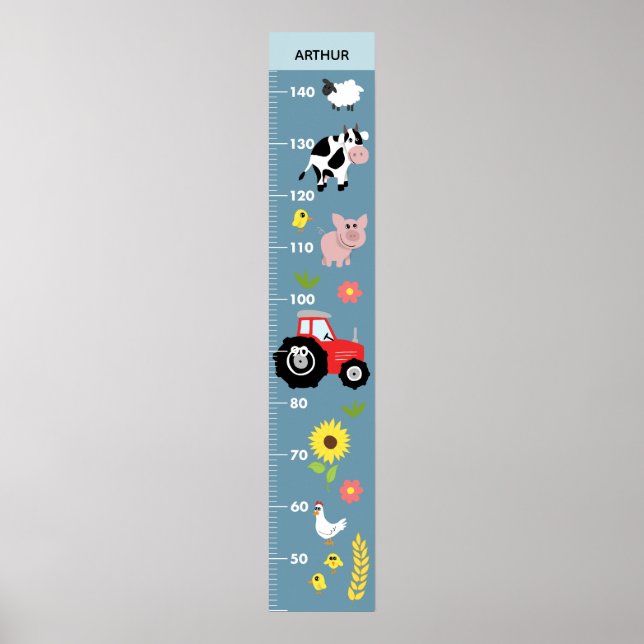Poster Boys Cute Farm Tracteur CM Graphique de croissance (Devant)