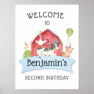 Poster Boys FARM Animal Grange fête d'anniversaire Bienve