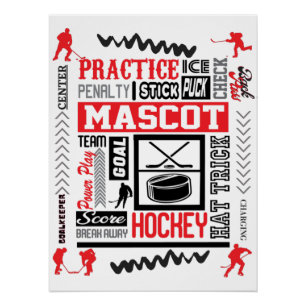 Poster Boys Hockey Terminologie en rouge