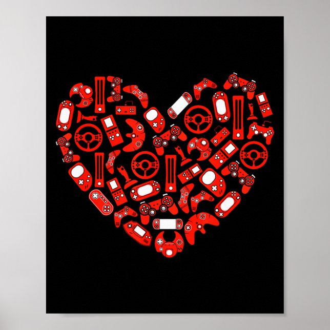 Poster Boys Valentines Day Gaming Video Gamer Controller  (Devant)