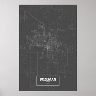 Poster Bozeman, Montana (blanc sur noir)