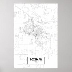 Poster Bozeman, Montana (noir sur blanc)