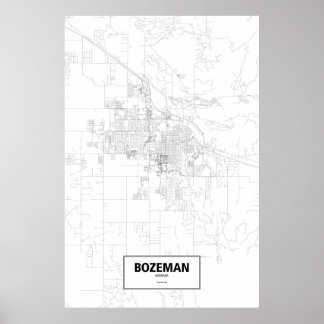 Poster Bozeman, Montana (noir sur blanc)