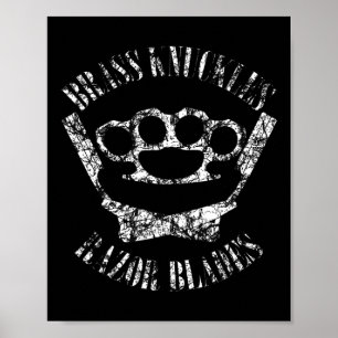 Poster Br Knuckles Et Lames Razor - Boxe Et Barbier T