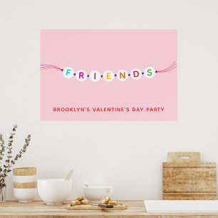 Poster Bracelet d'amitié mignon rose pour la Saint-Valent