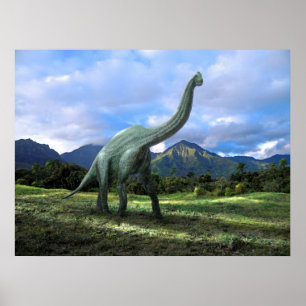Poster ~ Brachiosaurus Dinosaur In Meadow
