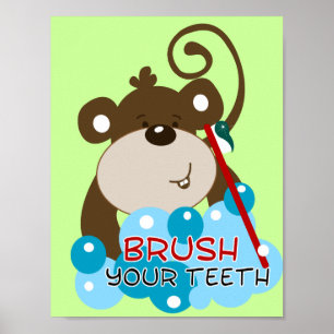 Poster Bracrez vos dents Singe Salle de bain Art Imprimer