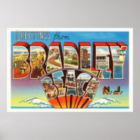 Bradley Beach New Jersey NJ Vintage Old Postcard