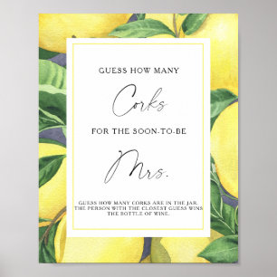 Poster Branche Citrons - Devinez combien de bouchons