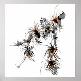 Poster Branche des pins, Sumi-e