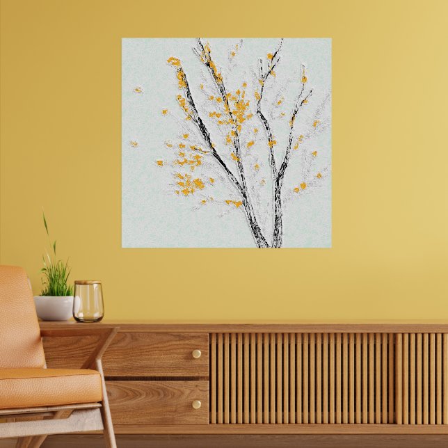 Poster Branches de l'arbre d'automne avec feuilles de aut (Salon 2)