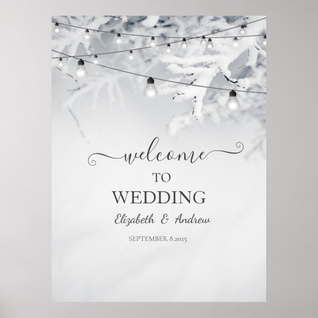 Poster Branches de mariage sous la neige d'hiver (Devant)