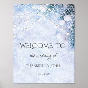 Poster Branches de pin, Mariage aux guirlandes lumineuses