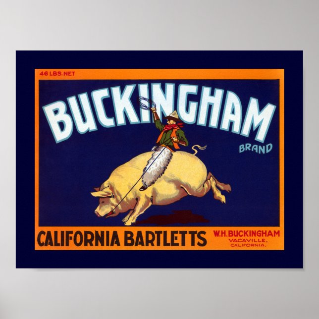 Poster Brand de Buckingham California Bartletts (Devant)