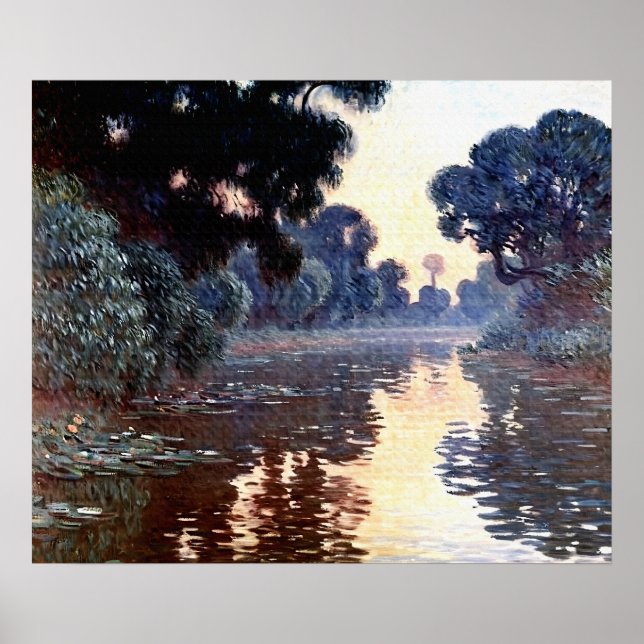 Poster Bras de Seine près de Giverny au lever du soleil (Devant)
