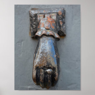 Poster Brass hand door knocker
