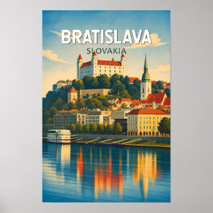 Poster Bratislava Slovaquie Illustration Voyage Art Rétro