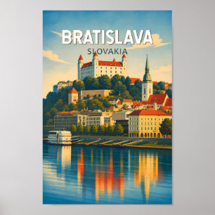Poster Bratislava Slovaquie Illustration Voyage Art Rétro