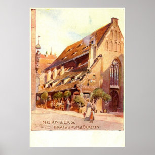 Poster Bratwurstglöcklein, cru 1910 de Nürnberg Allemag