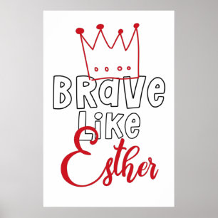 Poster Brave Like Esther - Inspirant Art Juif Purim
