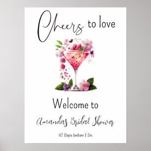 Poster Bravo pour aimer Fête des mariées florale rose pâl